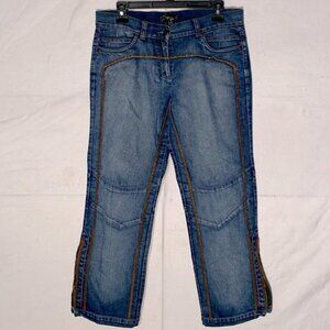 Vintage Request Relaxed Fit Cropped Capri Jeans With Brown Stitching 9